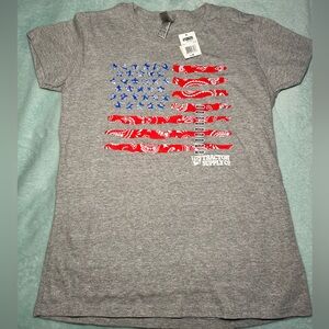 American Flag Paisley Print Gray Womens T- Shirt Tractor Supply